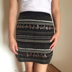 H&M Embellished Black Mini Skirt